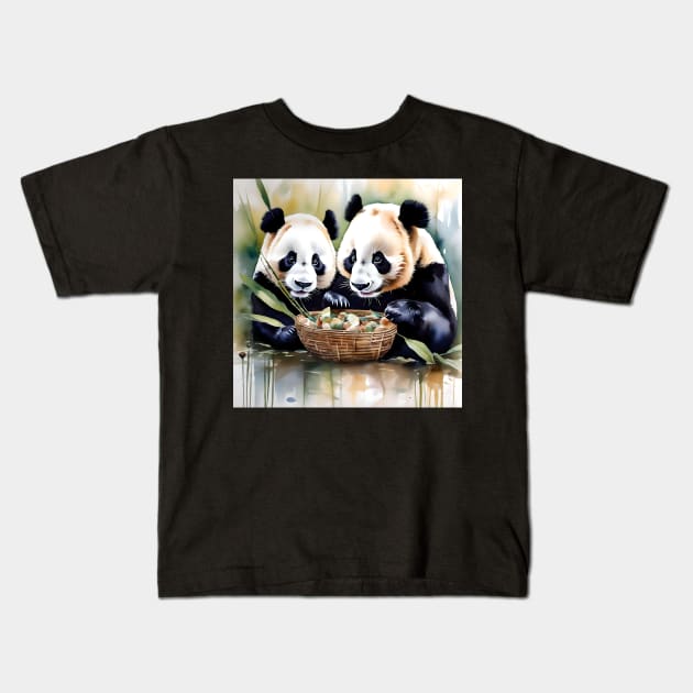 Panda Bear Study Kids T-Shirt by Oldetimemercan